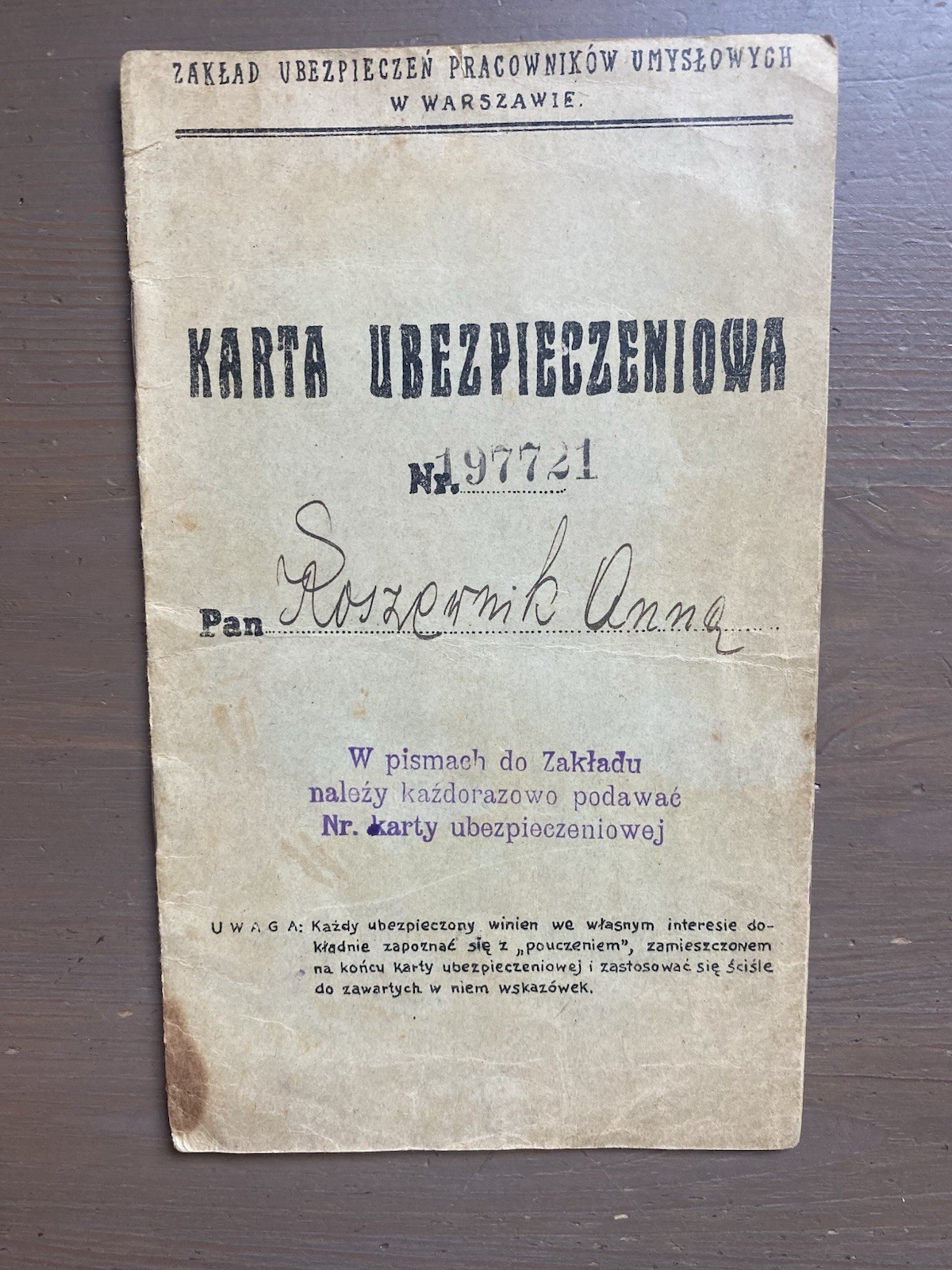 Carta di assicurazione Polonia 1932 documento d&#39;epoca - $14.63