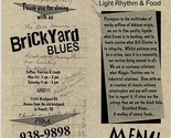 Brickyard Blues Menu Light Rhythm &amp; Food Powell Tennessee 1990&#39;s - $17.82