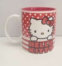 New Sanrio Red White Polka Dot Stripes Hello Kitty Large Coffee Mug 20 oz - $18.56