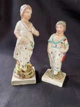 set of 2 Antique French Bisque Figurine Intricately handpainted 19th Girl - $59.00