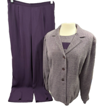 VTG Danny &amp; Nicole 3 piece Pant Suit Womens 16 Purple Polyester Grandmacore - $48.80