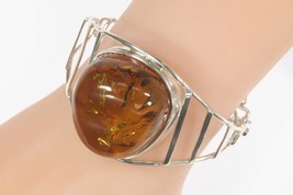Vintage Argent Sterling Grand Jaune Ton Ambre Bracelet 35.1g - $1,479.90