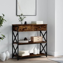 Console Table Smoked Oak 75x28x75 cm Engineered Wood - £53.23 GBP