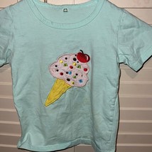 Girls size 5, short sleeve, puffy, ice cream graphic shirt - £4.68 GBP