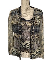 Joseph Ribkoff VTG Twinset Cami Top Jacket Mesh Snake Print Embellished 10 - £22.07 GBP