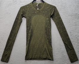 Lululemon Swiftly Tech Top Women&#39;s 2 Green Long Sleeve Crew Neck Logo Pu... - $23.12