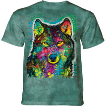 Russo Gentle Wolf Unisex Adult T-Shirt Green by The Mountain 100% Cotton - £21.64 GBP