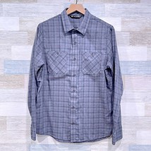 Travis Mathew Cloud Flannel Shirt Gray Plaid Performance Hiking Mens Medium - £44.05 GBP