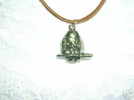 ARRGH WILD PIRATE SKULL &amp; DAGGER IN TEETH USA PEWTER PENDANT ADJ NECKLACE - €12,05 EUR