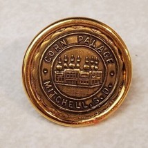 Corn Palace Mitchell South Dakota Souvenir Goldtone Round Lapel Hat Pin - £12.98 GBP