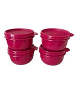 Tupperware Ideal Little Bowls Set 4 Red Berry w/ Lids Small 8 Oz Snack C... - $33.56 CAD