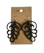 Black Leaf Swirl Wood Drop Earrings - $12.00