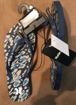 Hurley Women&#39;s Kylee Costal Blue Leopard Print Flip Flop Sandal Size 10 Nwt - £11.26 GBP