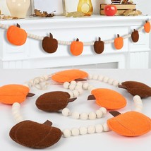 Fall Decorations For Home, Fall Decor, Felt Pumpkin Garland And Wood Bea... - $39.99