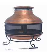 Chiminea Fire Pit Wood-Burning Copper Outdoor Heater Protective Cover Pa... - £241.33 GBP
