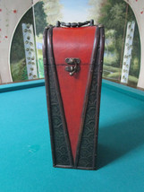 BOTTLE CASE WOOD AND LEATHER 14 X 5&quot; NO BOTTLE rare - $75.23