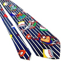 LOONEY TUNES MANIA Men&#39;s Neck Tie 53.5&quot; x 4&quot; Black w/ White Stripes Base... - $13.57
