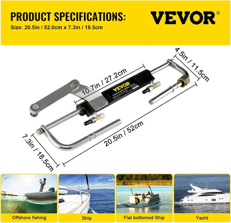 VEVOR Hydraulic Steering Kit 90HP Hydraulic Outboard Steering Kit with Helm Pump Item image 7