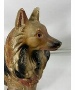 --Neat Vintage Chalk / Plaster Collie Red Bow Carnival Prize 11&quot; - €9,45 EUR