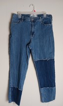 Hollister curvy high rise mom jeans medium wash patch raw hem jeans 15R ... - $370.44 MXN