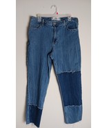 Hollister curvy high rise mom jeans medium wash patch raw hem jeans 15R ... - $370.44 MXN