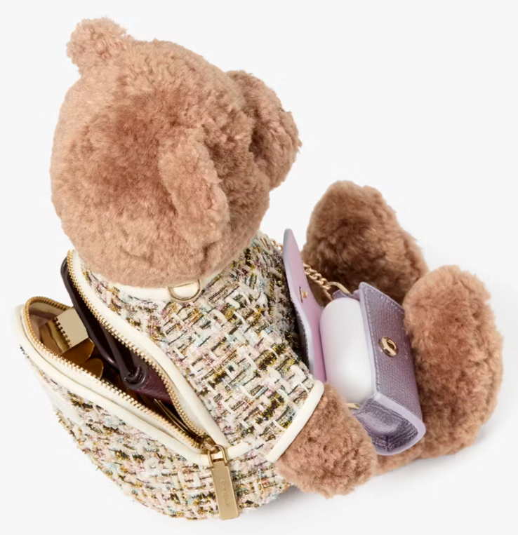 NWB Kate Spade 3D Teddy Bear Crossbody Brown Fur KI972 Collectible Gift Bag FS