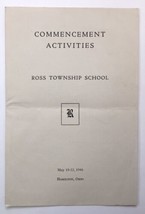 Ross Township School 1946 Commencement Activities Program Hamilton Ohio - $21.00
