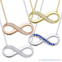 Infinity Charm Pendant Forever Figure 8 Symbol Sterling Silver Crystal Necklace - £16.60 GBP