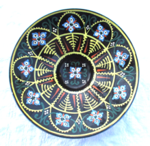 Redware Hand Painted Folk Design Handmade Bowl Signed West Germany 10.75&quot; - $18.99