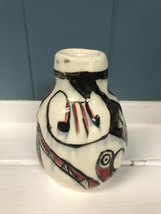 Native American/Southwest Style Hand Painted Signed Heavy Pottery 4” Vase - £13.45 GBP