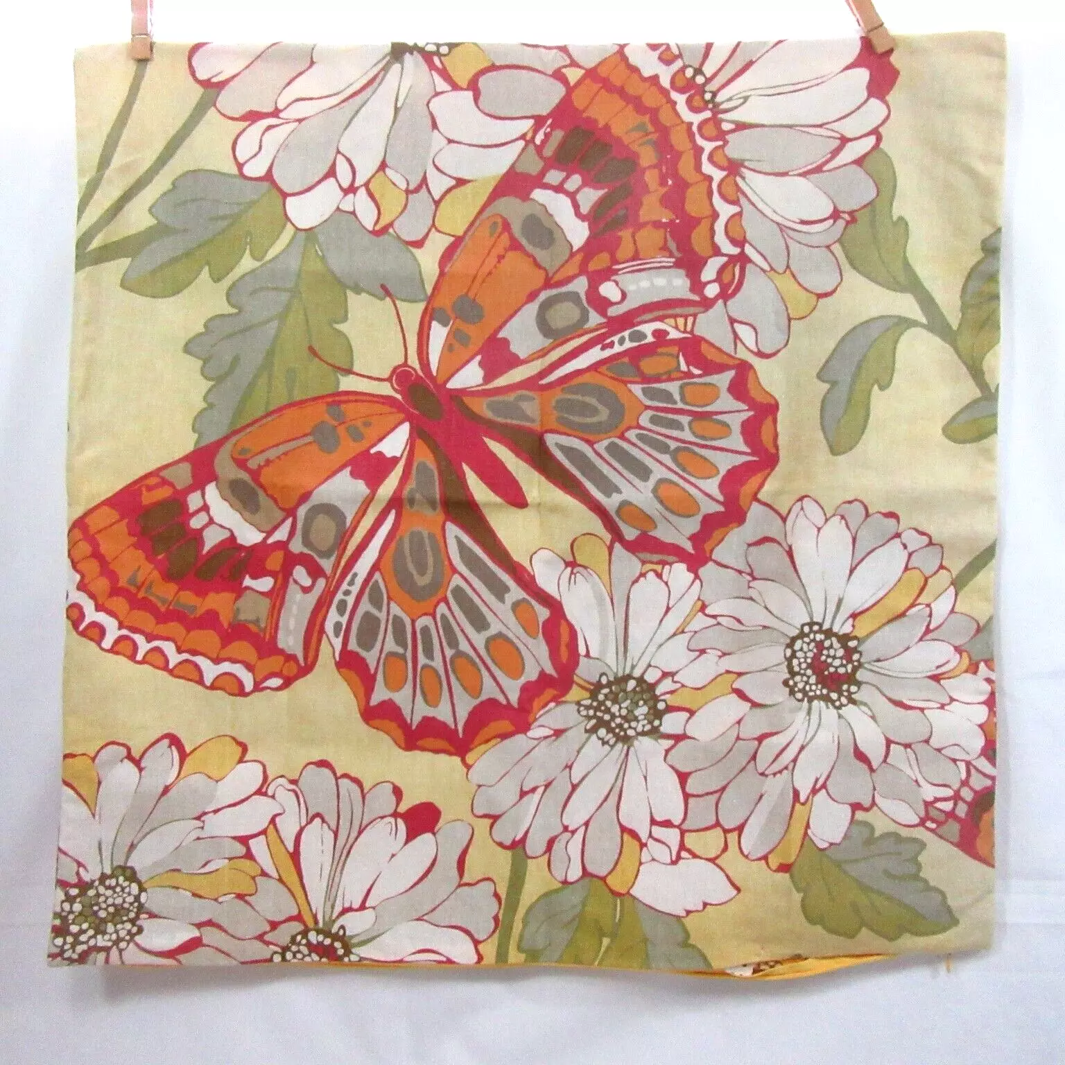 Pottery Barn Butterfly Floral Linen Blend 24-inch Square Pillow Cover - £37.52 GBP