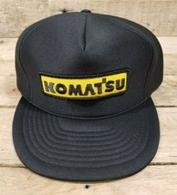 Vintage Komatsu Trucker Hat Black Yellow Full Foam Polyester Back Otto - £19.32 GBP