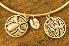 Adam&#39;s Jewelers CHRYSALIS Gold Tone Metal Bangle Bracelet Hope New Life ... - £11.80 GBP