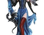 Large Auburn Haired Fire Fairy And Black Dragon Standing By Ember Flames... - $199.99