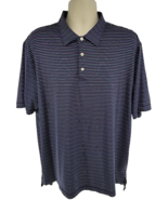 Peter Millar Summer Comfort Golf Polo Shirt Men&#39;s XL Blue Striped Club Logo - $24.70