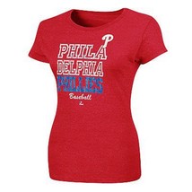 Mlb Woman&#39;s Philadelphia Philies Short Sleeve Red Foil Shirt. L Nwt - £12.61 GBP