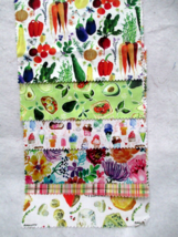 Fabric Red Rooster Farmer&#39;s Market Quilter 7 Pc Sampler Fruits Vegs Cheese $6.50 - £5.19 GBP