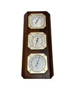 Vintage Sunbeam Weather Station Barometer Thermometer Hygrometer Brass & Wood Pa - $31.50