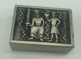 Norwegian Astri Holthe Norsk Tinn pewter Match Box Holder Knights - $21.04