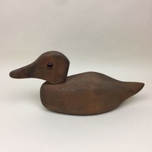 Folk Art Solid Wood Carved Duck Decoy 14”L 6.5”H Unpainted Missing 1 Eye - £36.92 GBP