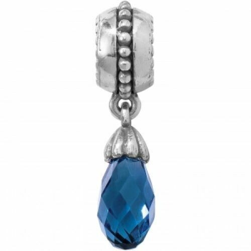 Brighton Dream Drop Charm JC327F, Silver Finish, Denim, New - $20.90