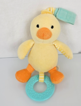Carters Child of Mine Stuffed Plush Duck Chick Ring Link Clip On Rattle ... - £19.46 GBP