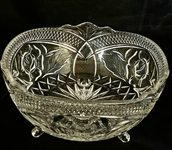 Crystal Bowl 3 Legged Thick Cut Glass 4&quot; High (Not Counting The Legs) x 8-1/2&quot; - £30.02 GBP