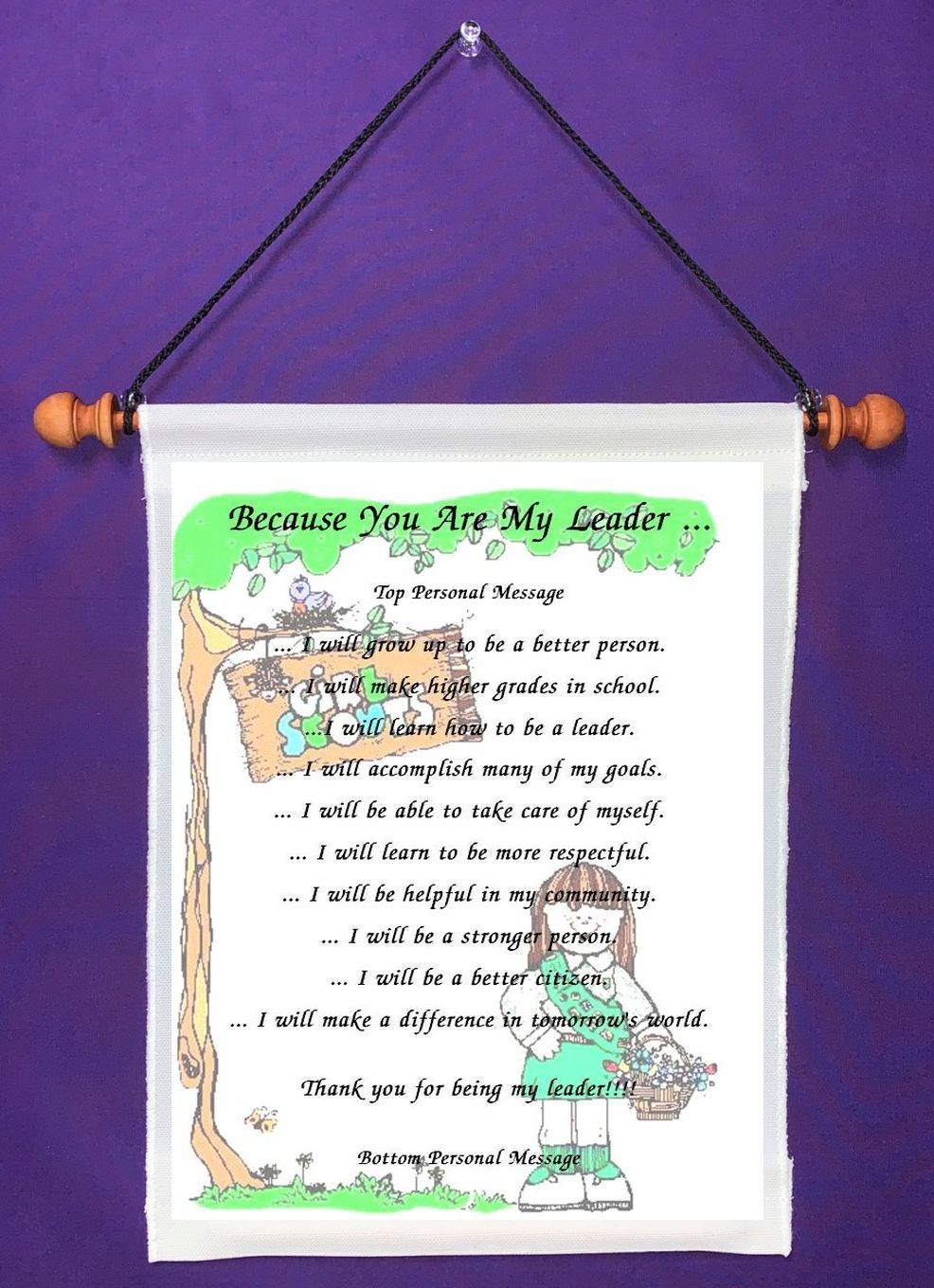 Primary image for Because You Are My Leader {Girl Scouts} - Personalized Wall Hanging (122-1g)