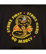 Cobra Kai Strike First Strike Hard No Mercy Graphic Tee Black XL Cotton - $284.78 MXN