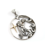 Aquarius Zodiac Sign Sterling Silver Pendants Charm with Golden Star - $156.42