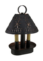 Zeckos Smokey Black Finish 2 Light Punched Tin Accent Lamp - $69.29
