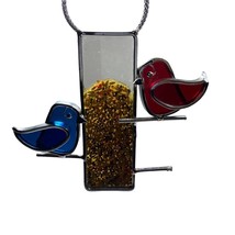 Sun Catcher Glass Birds Bird Feeder 6” Tall - £6.27 GBP