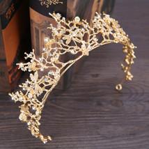Tiaras and Crowns for Bride Wedding Hair accessories Baroque Gold Crown Tiara Ki - £15.32 GBP