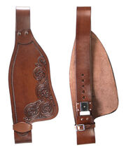 Horse Western Adult Floral Tooled Brown Leather Replacement Saddle Fenders - $64.34